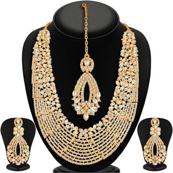 Dazzling Gold Plated Australian Diamond Wedding Necklace Set 2