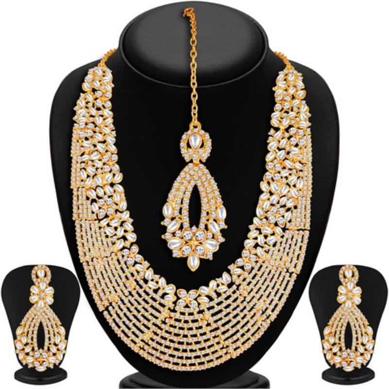 Dazzling Gold Plated Australian Diamond Wedding Necklace Set Sukkhi Online Private Limited