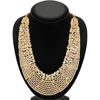 Dazzling Gold Plated Australian Diamond Wedding Necklace Set 4