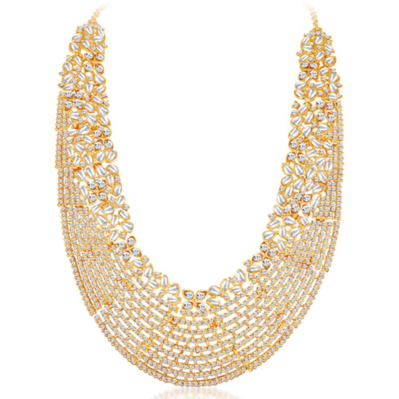 Dazzling Gold Plated Australian Diamond Wedding Necklace Set
