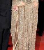 Aishwarya bollywood replica designer party wear chiku net saree 