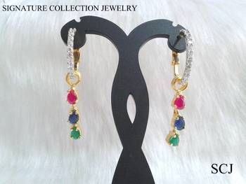 Hoops Style Detachable Stone Dagler Cz Earring Pair 1