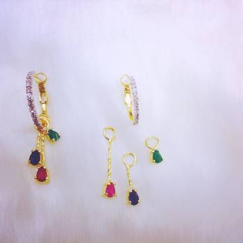 Hoops Style Detachable Stone Dagler Cz Earring Pair 2