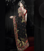 Black Bollywood Designer Zarine Khan sarees 