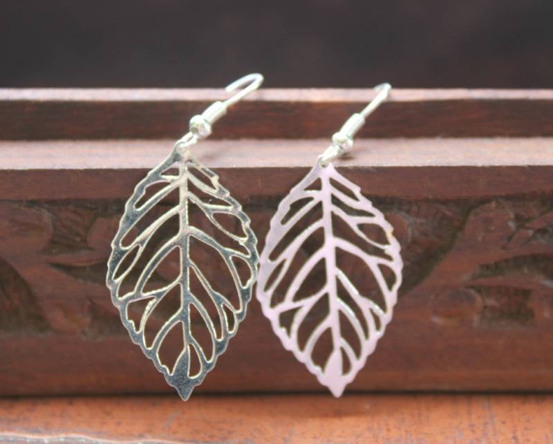 silver leaf earring