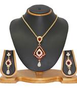 Jewellery Maroon Color Diamond Jewellery Set