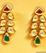 Multicolour Kundan Meenakari Paisley Earrings