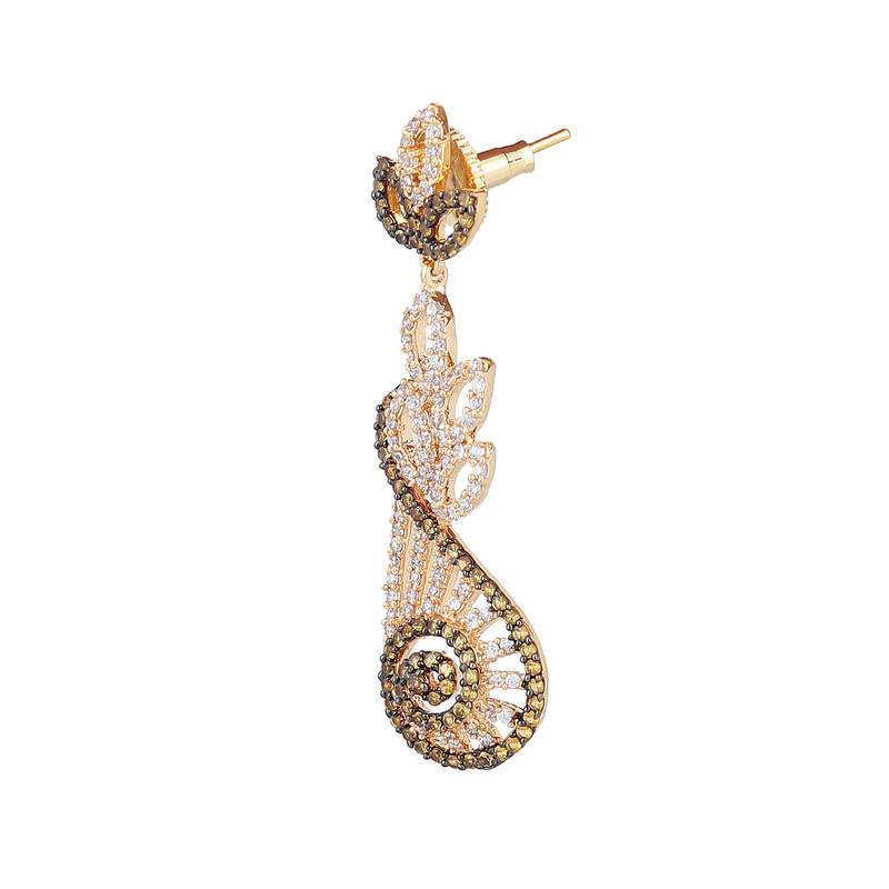 JC Designs  Two Tone Gold Black Rhodium Electro Plated Chandelier Earrings (Yellow)