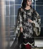 Black embroidered georgette semi stitched salwar with dupatta
