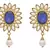 JFL - Traditional Ethnic Fusion Floral One Gram Gold Plated Blue Stone Pearl Designer Earrings
