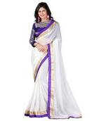 White embroidered chiffon saree with blouse