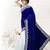 blue embroidered velvet saree with blouse