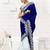 blue embroidered velvet saree with blouse