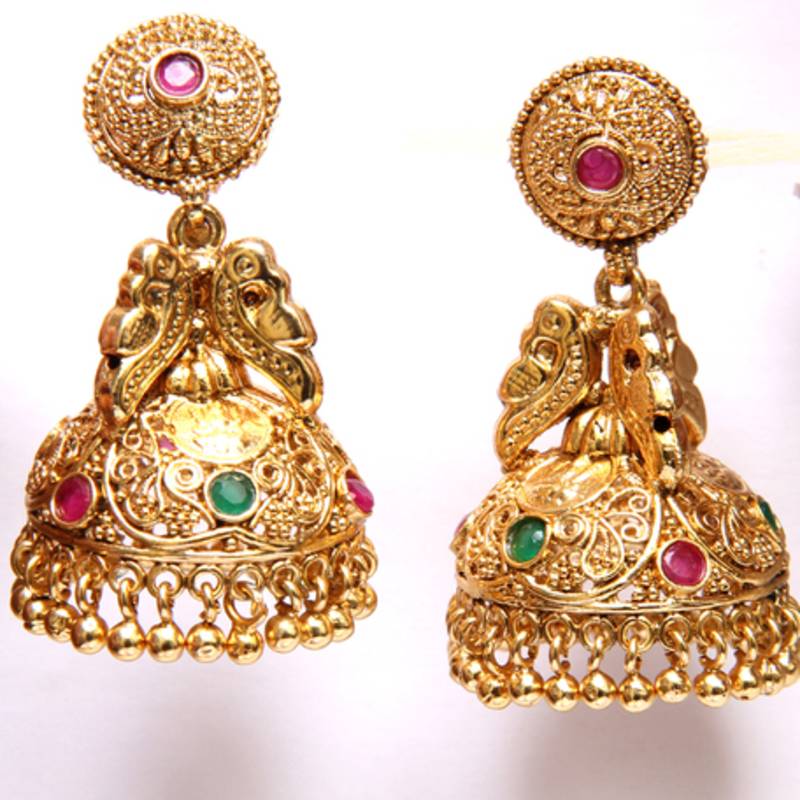 Antique Golden Handmade Jali Work Jumkhy