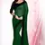 Dark Green plain georgette saree with blouse