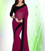 Magenta plain georgette saree with blouse