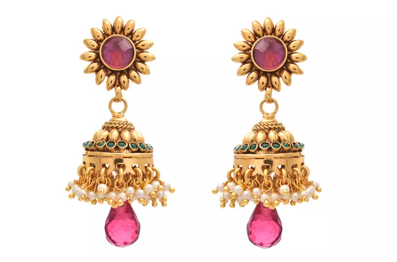JFL - Glittering Gold Designer Jhumka.
