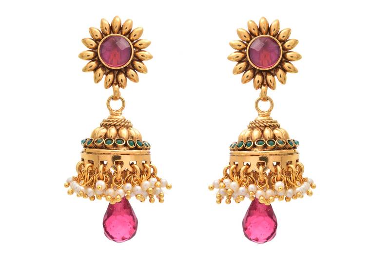 JFL - Glittering Gold Designer Jhumka.