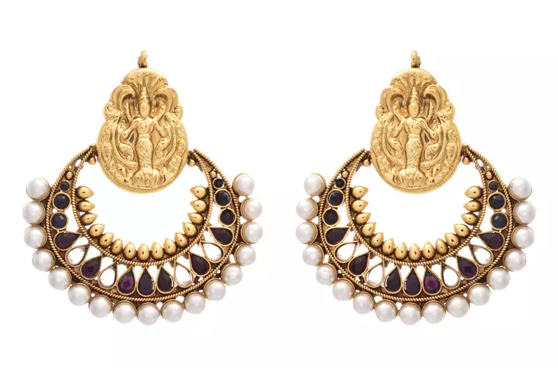 Gold gold_plated Pearl danglers-drops