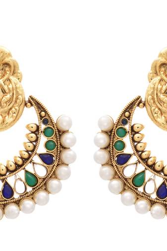 Gold gold_plated Pearl danglers-drops