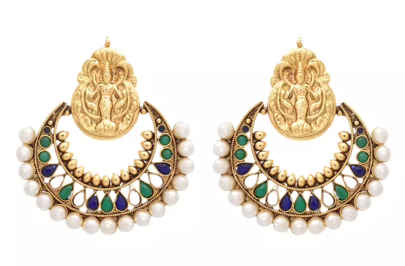 Gold gold_plated Pearl danglers-drops