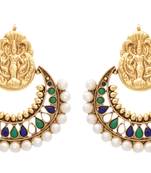 Gold gold_plated Pearl danglers-drops