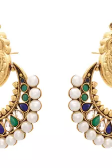 Gold gold_plated Pearl danglers-drops