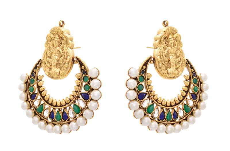 Gold gold_plated Pearl danglers-drops