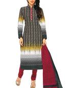 Black printed Cotton unstitched salwar with dupatta