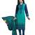 Blue and Sea Green printed Cotton unstitched salwar with dupatta