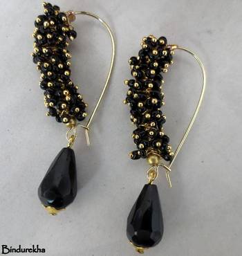 BlackGoldenGhungrooBlackDropEarrings 1