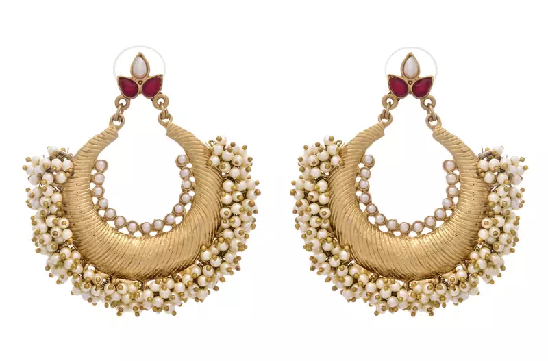 JFL -  Gold Pearls Chand Bali.