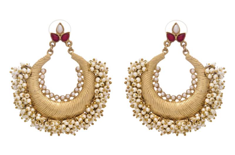 JFL -  Gold Pearls Chand Bali.