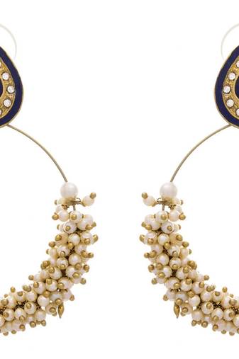 Gold gold_plated Pearl danglers-drops