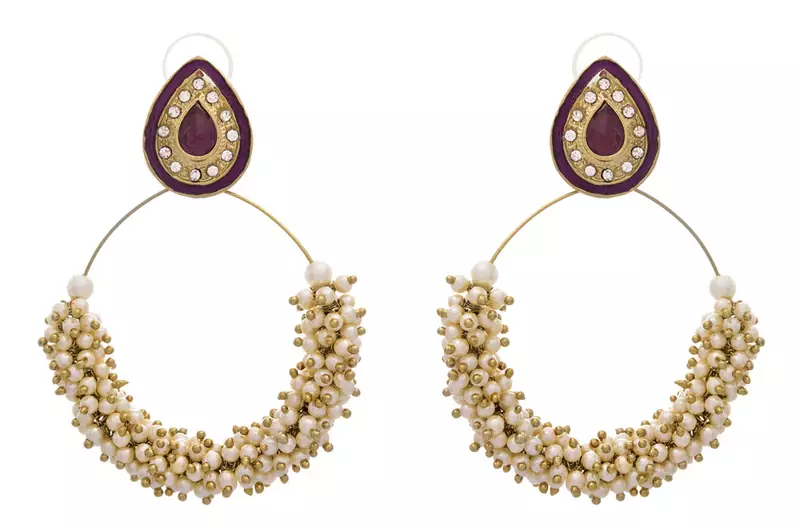 Gold gold_plated Pearl danglers-drops