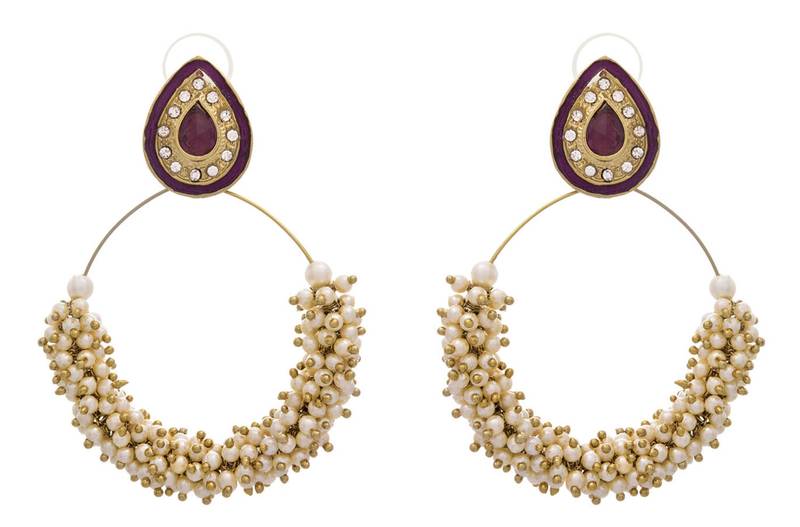 Gold gold_plated Pearl danglers-drops