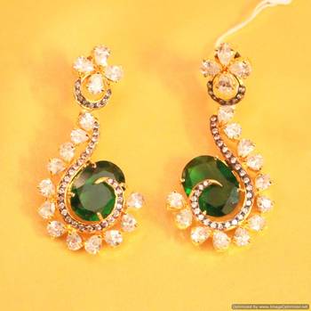 Green Emerald Diamond Look Danglers 1