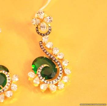 Green Emerald Diamond Look Danglers 2