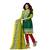 Green and red cotton unstitched salwar with dupatta