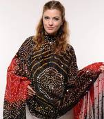 Stunning red black bandhej stole