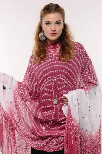 Amazing Pink Bandhej Dupatta