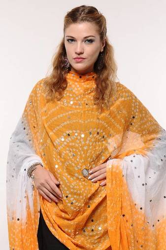 Yellow White Bandhej Dupatta