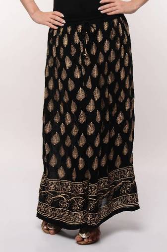 Black Gold Print Skirt