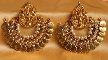 Gorgeous Pearl Royal Ram Leela Fame Temple Huge Earrings 1