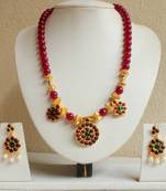 Beautiful Ruby Designer Unique Temple Necklace Set