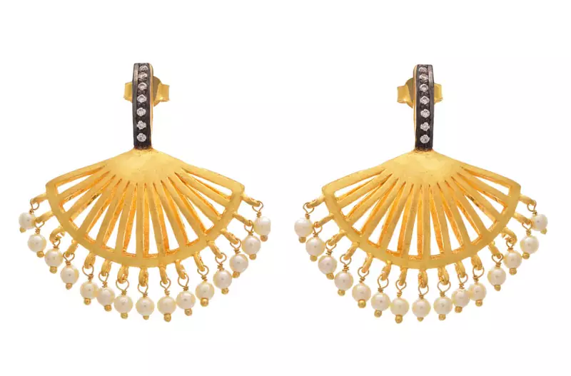 Immaculate Beauty Designer Gold Plated Earrings with Victorian Diamonds - JFL