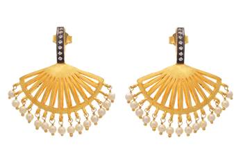 Immaculate Beauty Designer Gold Plated Earrings with Victorian Diamonds - JFL 1