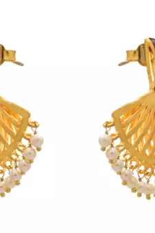 Immaculate Beauty Designer Gold Plated Earrings with Victorian Diamonds - JFL