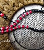 Black & Red Silver beaded Necklace