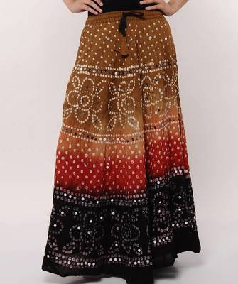 Multicolor Bandhej Cotton Skirt 1